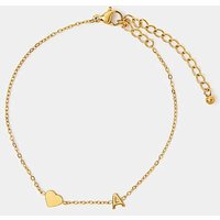 SS Heart Initial Bracelet
