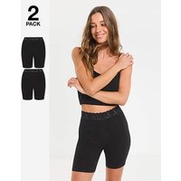 2 Pack Cotton Comfort Lace Trim Shorts Black Black 8 10