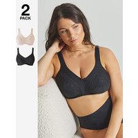 2 Pack Sally Minimiser Non Wired Bras Black Almond