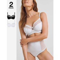2 Pack Rachel Balcony Bras Black White Black White