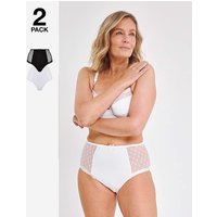 2 Pack Rachel Embroidery Deep Brief Black White