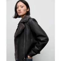 Faux Leather Fur Trim Jacket
