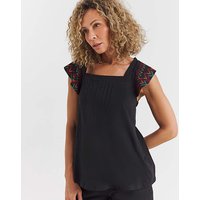 Square Neck Embroidered Sleeve Top JD Williams