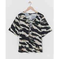 Lace Up Jersey Top Mono Animal