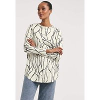 Printed Longline Curved Hem Top Print