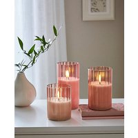 Set 3 Ribbed Glass LED Candles