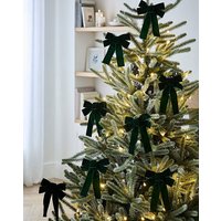 Velvet Bow Decorations Set 8 Emerald