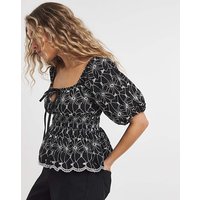 Peplum Top Black White