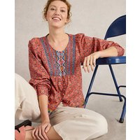 Embroidered Top Pink Multi Coloured