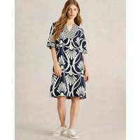 Linen Dress Navy Cream