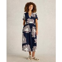 Clove Linen Blend Dress Navy Print