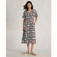Iris Linen Dress Ivory Print