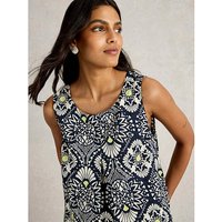 Paradise Cotton Vest Navy Print