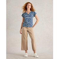 Nelly Notch Neck Tee Blue Multi Coloured