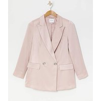 Satin Double Breasted Blazer Blush Pink