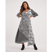 Wrap Jersey Maxi Dress Black White