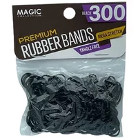 Magic Collection Rubber Bands For Pony Tail & Braids Black 300pc 300 Pcs