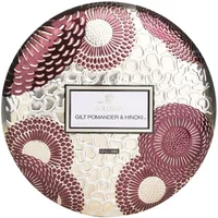 VOLUSPA 3 Wick Decorative Tin Candle Gilt Pomander & Hinoki 340g