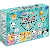 7th Heaven Go Wild Pamper Box Skin Care Gift Set 6 Printed Animal Face Masks and 1 Panda Headband