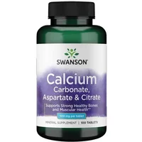 Swanson Calcium Carbonate Aspartate & Citrate 500mg Tablets 100 Tablets