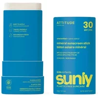 Attitude Sunly Kids Mineral Sunscreen Stick SPF 30 Unscented 60g