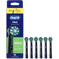 Oral B Pro Cross Action Replacement Head Electric Toothbrush Black 6 Pack