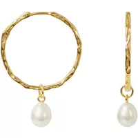 Kyoto Pearl Saffi Pearl Hoops 18ct Gold Plated White