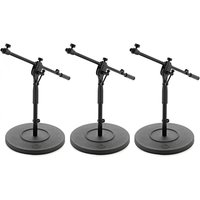 G4M Short Cast Base Telescopic Boom Microphone Stand 3 Pack