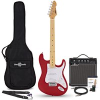 LA Select Electric Guitar Red 15W Guitar Amp & Accessory Pack