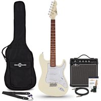 LA Select Legacy Electric Guitar Vintage White 15W Guitar Amp & Accessory Pack