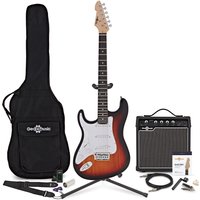 LA Left Handed Electric Guitar Sunburst 15W Guitar Amp & Ultimate Accessory Pack