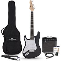 LA Left Handed Electric Guitar Black 10W Guitar Amp & Accessory Pack