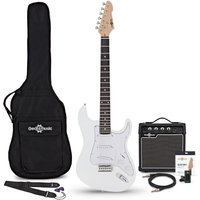 LA Electric Guitar White 10W Guitar Amp & Accessory Pack