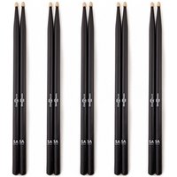 5A Wood Tip Hickory Drumsticks Black 5 Pack