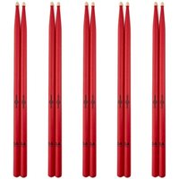5A Wood Tip Hickory Drumsticks Red 5 Pack
