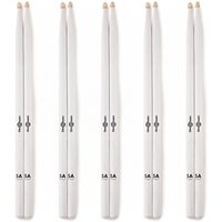 5A Wood Tip Hickory Drumsticks White 5 Pack