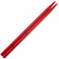 5A Wood Tip Hickory Drumsticks by Gear4music Red