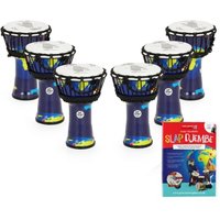 Percussion Plus Slap Djembe Pack Rope Tuned 7 inch head 6 Player Pack World Map