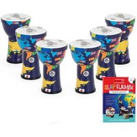Percussion Plus Slap Djembe Pack Rope Tuned 6 inch head 6 Player Pack World Map