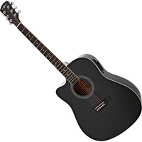 Dreadnought Cutaway Left Handed Electro Acoustic Guitar Black