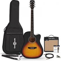 Dreadnought Cutaway Electro Acoustic Guitar Sunburst 15W Acoustic Amp & Accessory Pack