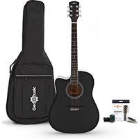 Dreadnought Cutaway Left Handed Electro Acoustic Guitar & Accessory Pack by Gear4music Black