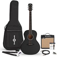 Parlour Electro Acoustic Guitar Black 15W Acoustic Amp & Accessory Pack