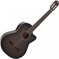Deluxe Single Cutaway Electro Classical Guitar by Gear4music Trans Black