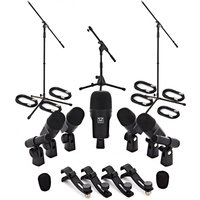 SubZero Complete 7 Piece Drum Microphone Pack with Stands & Cables