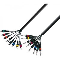 Adam Hall 3 STAR 8 Way Unbalanced 1/4" Jack TS to RCA Studio Loom Cable 5m