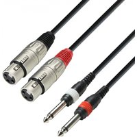 Adam Hall 3 STAR Twin XLR (F) to Unbalanced Twin TS 1/4" Jack Cable 1m
