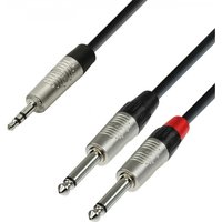 Adam Hall 4 STAR Rean 3.5mm TRS Mini Jack to Twin TS 1/4" Jack Splitter Cable 1.5m