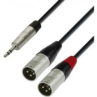 Adam Hall 4 STAR Rean 3.5mm TRS Mini Jack to Twin XLR (M) Splitter Cable 1.8m