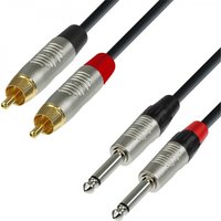 Adam Hall 4 STAR Rean Unbalanced Twin 1/4" Jack to RCA Cable 90cm